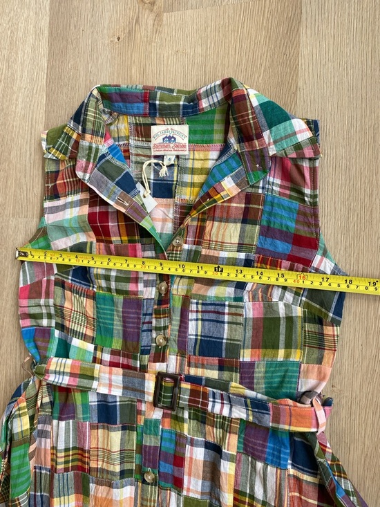 Kiel James Patrick Summer Soirée Madras Patchwork Belted Shirt Dress 100% Cotton - Picture 7 of 11